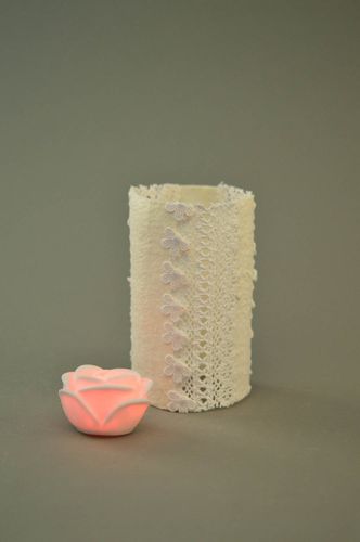 Unusual handmade felted wool night lamp with lace - MADEheart.com