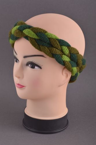 Warm green headband knitted handmade headband unusual designer headwear - MADEheart.com