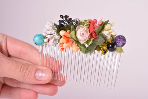 Flower hair comb handmade hair clip stylish accessories summer hair clips - MADEheart.com