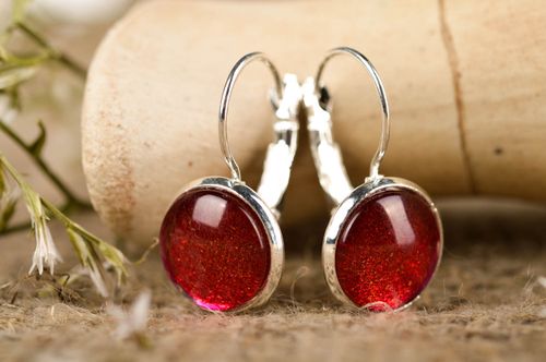 Elegant earrings with print handmade jewelry cabochon earrings vintage jewelry - MADEheart.com