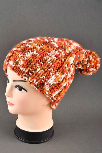 Handmade beautiful warm cap bright knitted winter hat unusual headwear - MADEheart.com