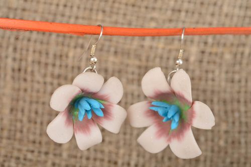 Earrings made of polymer clay with bright flowers handmade jewelry - MADEheart.com