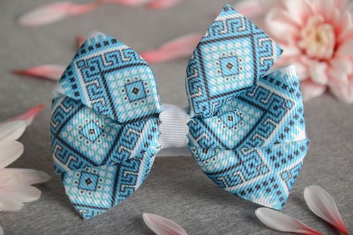 Rep ribbon hair clip in blue color for baby small handmade baby barrette  - MADEheart.com