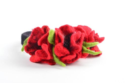 Serre-tête fleurs fait main Accessoire cheveux pavots rouges Cadeau original - MADEheart.com