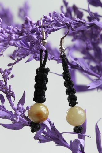 Stylish handmade beaded earrings textile cord earrings costume jewelry - MADEheart.com