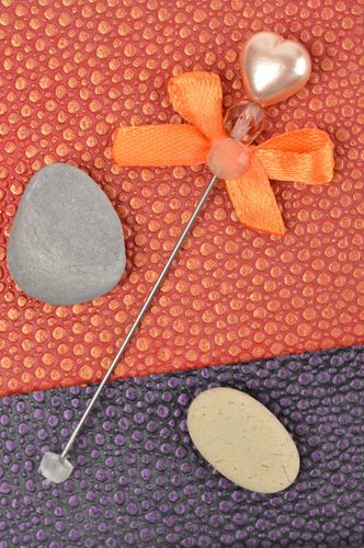 Beautiful handmade metal brooch pin textile bow brooch cool jewelry gift ideas - MADEheart.com