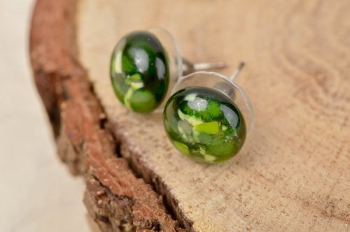 Handmade glass earrings stud earrings design artisan jewelry gifts for her - MADEheart.com