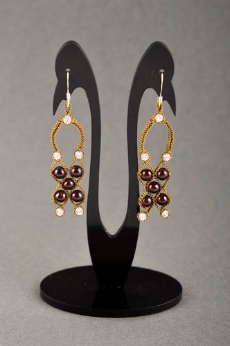 Pendientes hechos a mano con granates regalo original para mujer bisutería fina - MADEheart.com