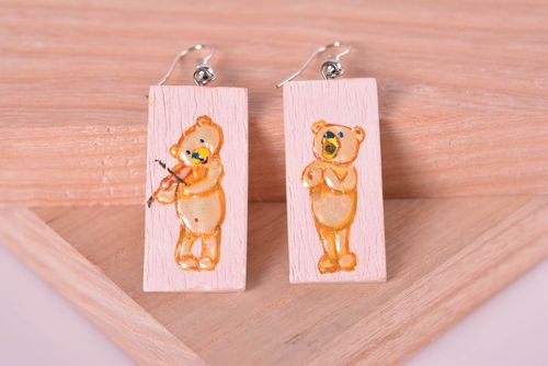 Orecchini belli in argilla fatti a mano accessorio originale con pantera - MADEheart.com