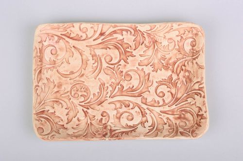 Handcrafted ceramic plate painted clay plate decorative kitchen design - MADEheart.com