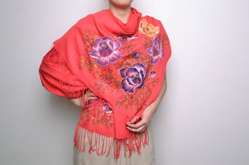 Beautiful cashmere scarf with bright painting - MADEheart.com