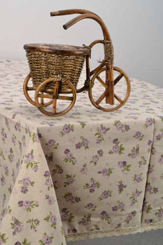 Nappe de table en tissu en coton faite main rectangulaire avec dentelle - MADEheart.com