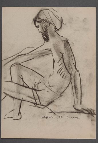 Etude pintado com carvão Figura masculina com um turbante - MADEheart.com