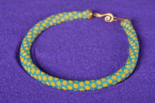 Ethno Halskette Damen Halsschmuck Schmuck handgemacht Glasperlen Schmuck zart - MADEheart.com