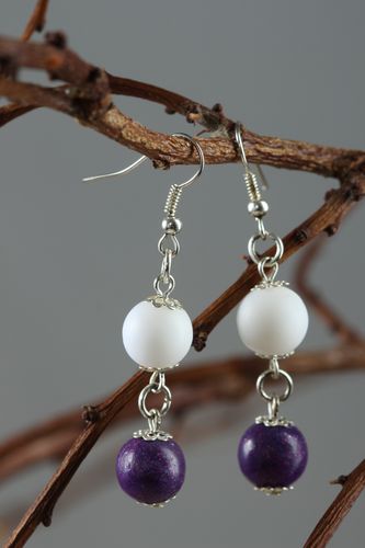 Handmade beautiful earrings stylish ball earrings polymer clay jewelry - MADEheart.com