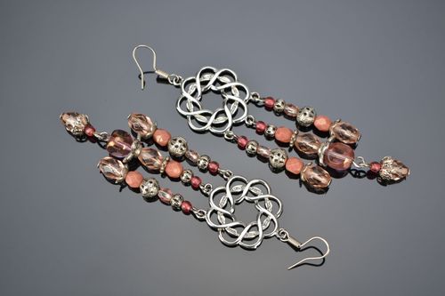 Long metal and glass earrings - MADEheart.com