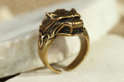 Bronze seal ring Chinese Dragon - MADEheart.com