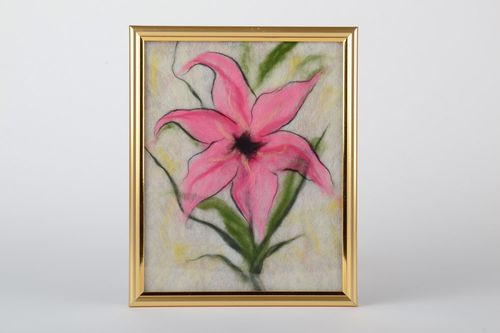 Cuadro con flores de tela decorativo hecho a mano original para interior - MADEheart.com