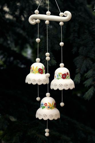 Ceramic hanging bells with flowers - MADEheart.com