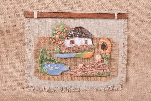 Wall panel handmade gift design clay panel country house kitchen walls ideas - MADEheart.com