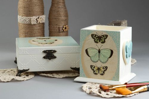 Wooden jewelry box wooden stand for pens table decor decorative use only - MADEheart.com