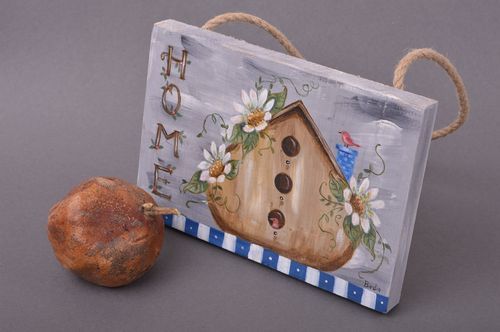 Handmade rechteckiges Wandbild Holz Wohn Accessoire Wand Poster Nistkasten - MADEheart.com