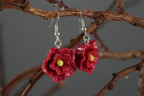 Ausgefallener Ohrschmuck handmade Blumen Ohrringe Schmuck Ohrhänger voluminös - MADEheart.com