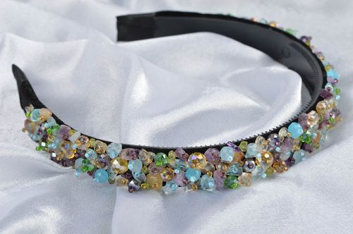 Haarreif Mädchen handmade Glasperlen Schmuck Edelstein Schmuck Mode Accessoire - MADEheart.com