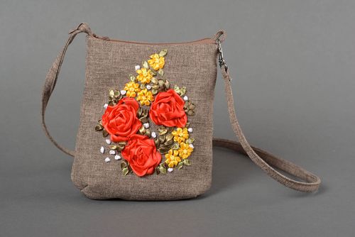 Bolso de tela de algodón artesanal estiloso accesorio para mujer regalo original - MADEheart.com