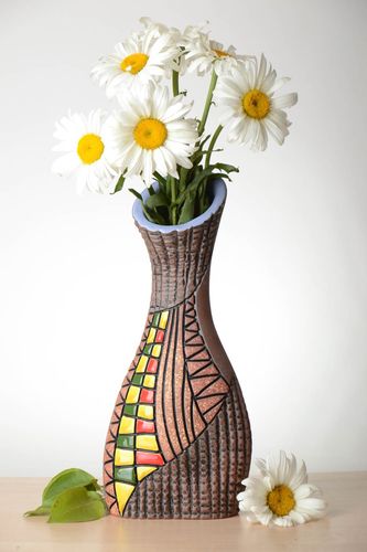 Vase design fait main Vase en terre cuite original peint Déco maison 1,8 l  - MADEheart.com
