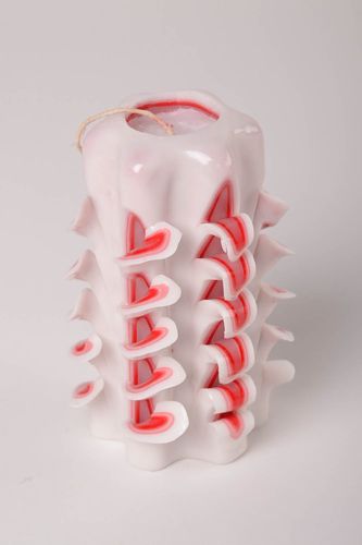 Vela hecha a mano de color blanquirojo regalo original decoración de casa - MADEheart.com