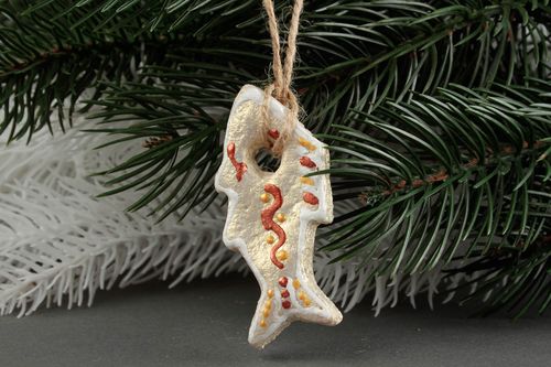 Schöne Deko für Weihnachten handmade Salzteig Figur Wohn Accessoire Fisch - MADEheart.com