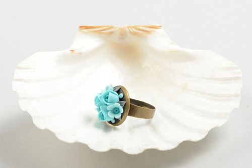 Кольцо ручной работы украшение из полимерной глины украшение кольцо с цветами - MADEheart.com