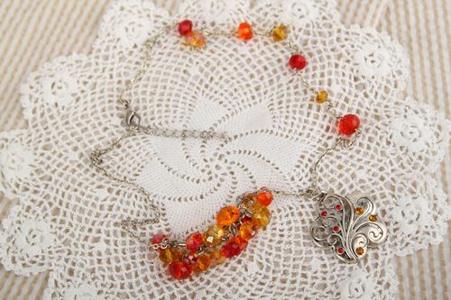 Blumen Anhänger mit Kette handmade originelles Geschenk Metall Schmuck zart - MADEheart.com