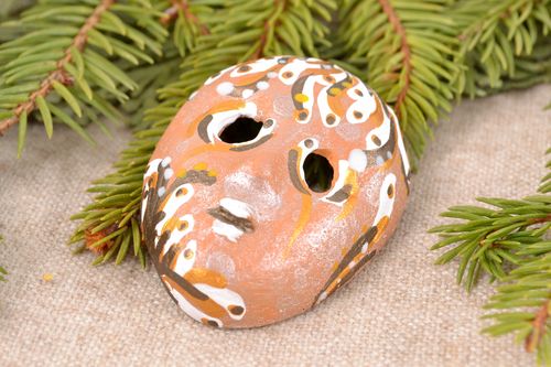 Maschera in argilla fatta a mano elemento decorativo dautore originale - MADEheart.com