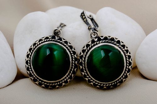 Stylish handmade beaded earrings with natural stones silver earrings gift ideas - MADEheart.com