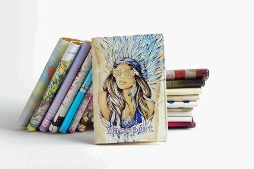 Unusual handmade leather passport cover fashion accessories gift ideas - MADEheart.com