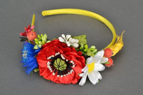 Serre-tête avec fleurs artificielles fait main - MADEheart.com