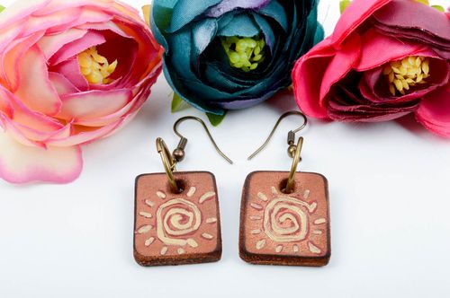 Modeschmuck Ohrhänger Ohrringe aus Leder handgemachter Schmuck Leder Ohrringe - MADEheart.com