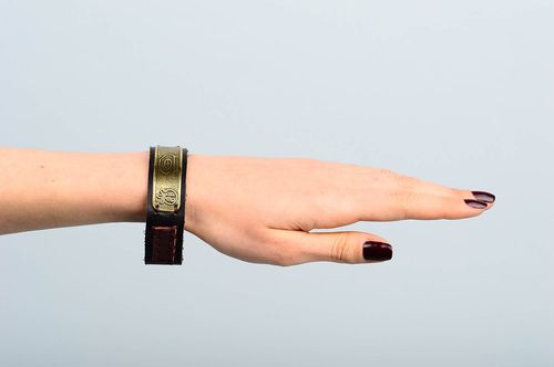 Unusual handmade leather bracelet leather goods artisan jewelry ideas - MADEheart.com