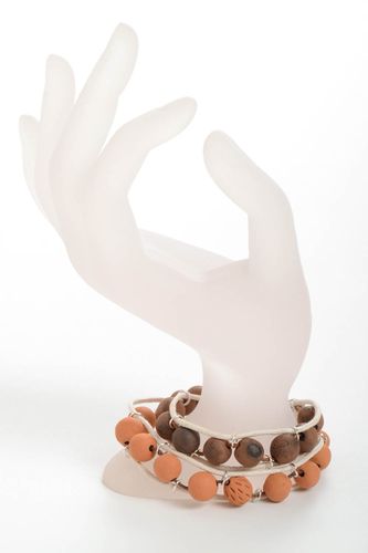 Set of 2 handmade ceramic bracelets beaded bracelets ceramic jewelry trends - MADEheart.com