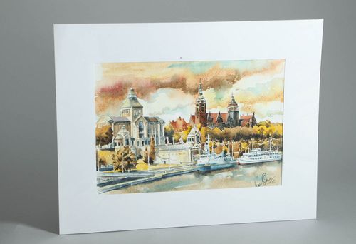 Homemade watercolor painting Poznan - MADEheart.com