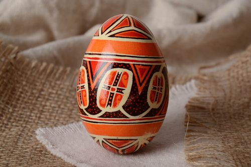 Расписное гусиное яйцо ручной работы авторское красивое в восковой технике - MADEheart.com