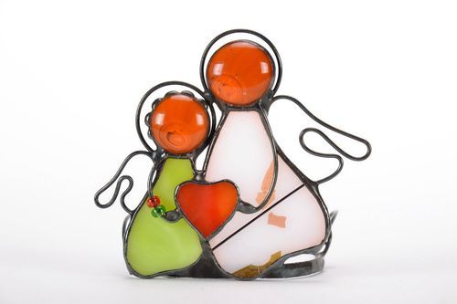 Stained glass candlestick Couple of angels - MADEheart.com