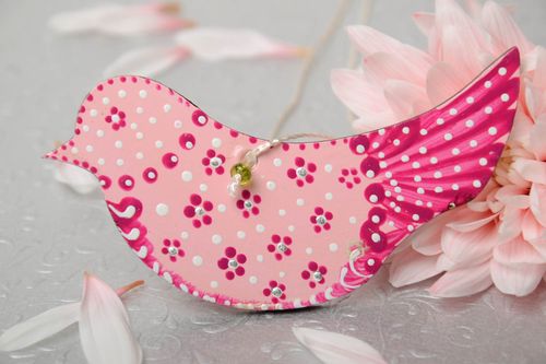 Beautiful homemade painted MDF wall hanging with beads for children - MADEheart.com