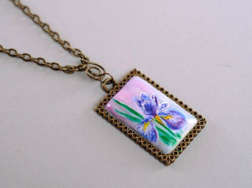 Beautiful pendant made of polymer clay Iris - MADEheart.com