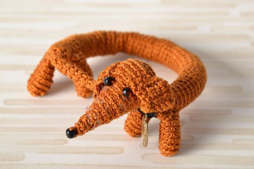 Crochet bracelet in the shape of a badger-dog  - MADEheart.com