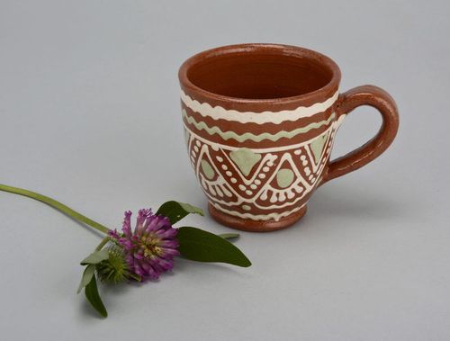 3 oz espresso coffee cup with eco rustic pattern in white color - MADEheart.com
