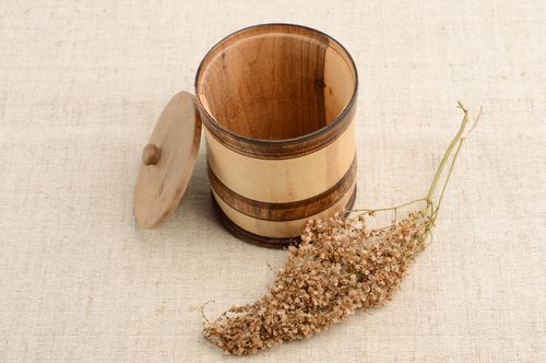 Pot à épices couvercle fait main Bocal de cuisine en bois Ustensile cuisine - MADEheart.com