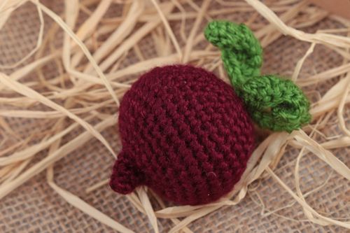 Handmade small acrylic crochet soft toy vegetable beet for kids and decor - MADEheart.com